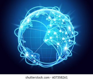 Abstract of world network, internet and global connection concept, vector art and illustration.