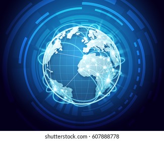 Abstract of world network, internet and global connection concept, vector art and illustration.