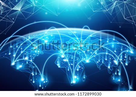 Abstract of world network, internet and global connection concept, vector art and illustration.