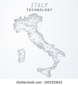 Abstract of world network in Italy, Edge and vertex of world connection, internet and technology concept.