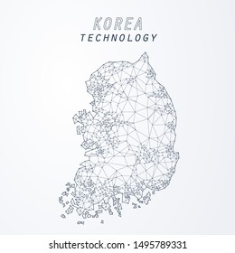 Abstract of world network in South Korea, Edge and vertex of world connection, internet and technology concept.