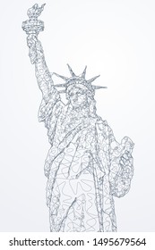 Abstract of world network in statues of liberty of America, Edge and vertex of world connection, internet and technology concept.