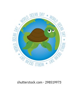 Abstract World ocean day background with some special objects