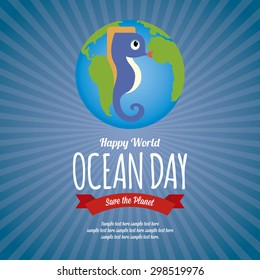 Abstract World ocean day background with some special objects