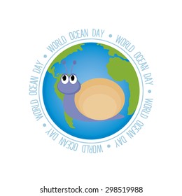 Abstract World ocean day background with some special objects