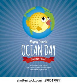 Abstract World ocean day background with some special objects