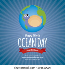 Abstract World ocean day background with some special objects