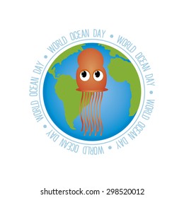 Abstract World ocean day background with some special objects