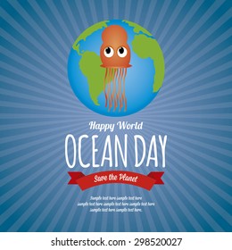 Abstract World ocean day background with some special objects