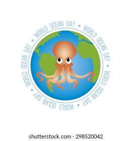 Abstract World ocean day background with some special objects