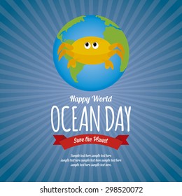 Abstract World ocean day background with some special objects
