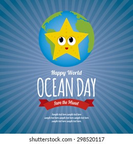 Abstract World ocean day background with some special objects