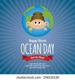 Abstract World ocean day background with some special objects