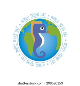 Abstract World ocean day background with some special objects