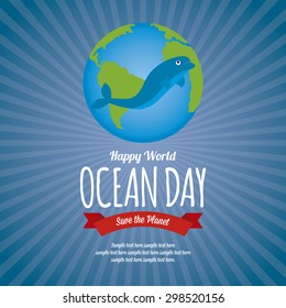 Abstract World ocean day background with some special objects