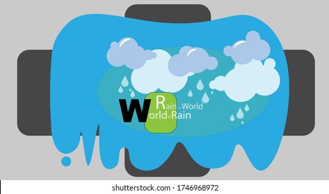 Abstract world  rain clouds drop of water  cool tone color in design 
text to explain the meaning of the picture symbols emblems of the International  background.
