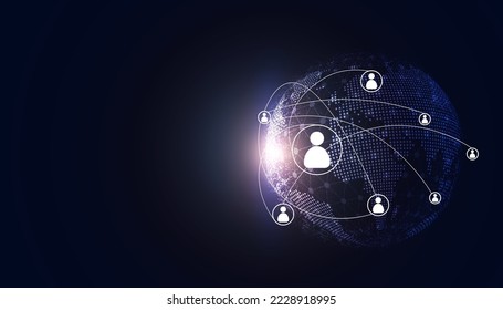 Abstract world Technology Communication Borderless Internet 5G or 6G Internet of Things communication between people, business, network on a modern background futuristic digital