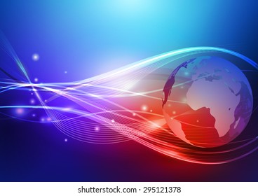 Abstract World Technology Red and Blue Background, Vector Illustration