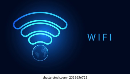 Resumen mundo conexión wifi concepto conexión red personas comunicación En un fondo azul, futurista, moderno
