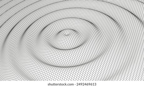 Abstract wormhole texture. 3D futuristic grid portal hole or sound wave background. For website and banner design. Big data visualization. Vector illustration.