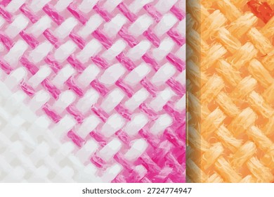 Padrão tecido abstrato com texturas rosa, branca e laranja. O design tecido cria uma textura, olhar abstrato. Perfeito para fundos ou temas têxteis. Projetar vetor de elemento.