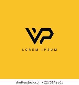 Abstract WP PW letter simple style business logo design vector template.