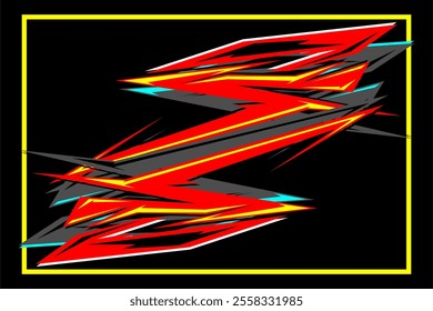 Abstract wrap car background with unique line patterns and bright colors, such as red and others, looks sporty