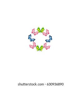 Abstract wreath of colorful butterflies