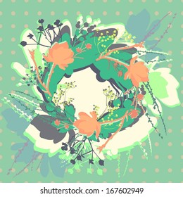 Abstract wreath flowers vector background 