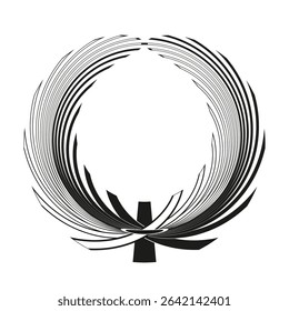 Abstract wreath icon. Brush stroke ring. Artistic circular frame. Vector decorative shape.