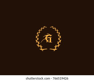 Abstract wreath knife logo with creative alphabet letter G