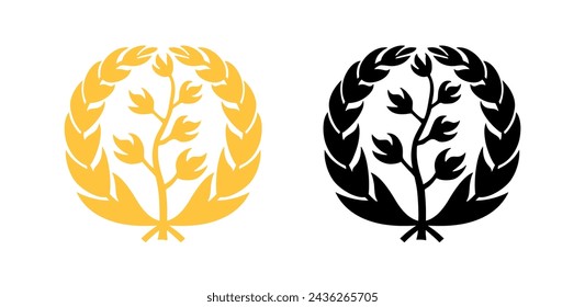 Abstract wreath of olive branches. Coat of arms of Eritrea Olive tree.