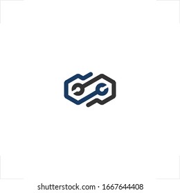 logotipo de llave abstracta. diseño tecnológico conectado.