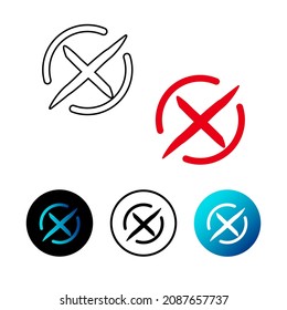 Abstract Wrong Icon Illustration Flat Design