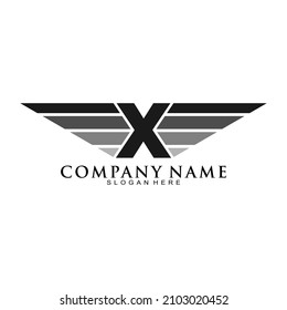 Abstract X alphabet wings vector logo