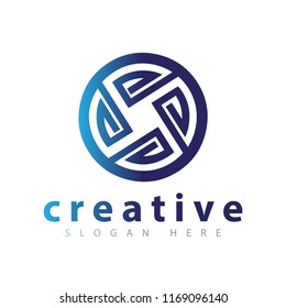 Abstract x with circle logo icon vector template