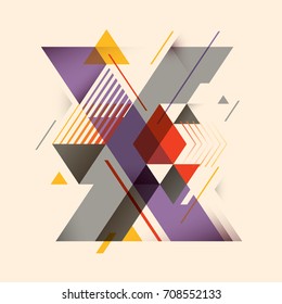 Abstract X letter design, made of various geometric objects and paths. Vector illustration.