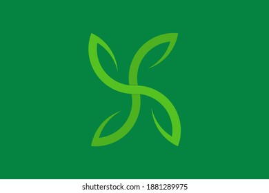 Abstract X letter and leaf logo design template vector