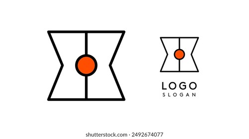 Abstract X letter logo with blue dots. Minimalist linear design, bold and clean letter monogram for corporate branding, tech startups, security businesses, and game apps. Vector illustration.