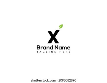 Abstract x letter modern initial lettermarks leaf logo design