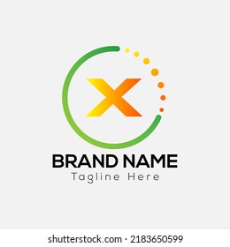 Abstract X letter modern initial logo design with bubble icon.