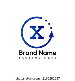 Abstract X letter modern initial arrow logo design template