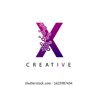 Abstract X Letter , Molecules X Technology Logo Design.
