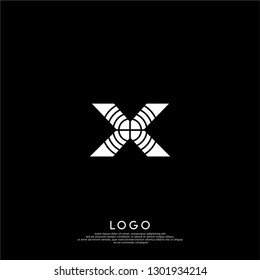 abstract X logo letter with circle shot design concept