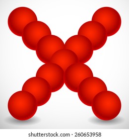 Abstract X Shape Made of Circles/Spheres