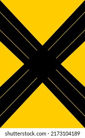 Resumen de las franjas "X" sobre fondo negro y amarillo. Ideal para presentaciones, tarjetas, menús, papel pintado. Ilustración vectorial.