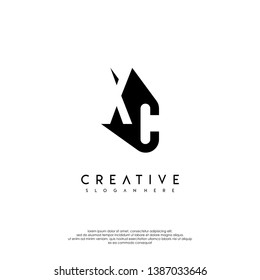 abstract XC logo letter in shadow shape design concept