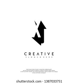 abstract XJ logo letter in shadow shape design concept