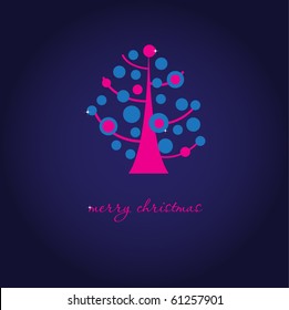 Abstract xmas tree. Vector christmas card.