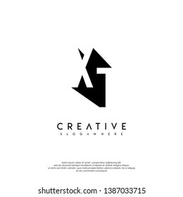 abstract XT logo letter in shadow shape design concept